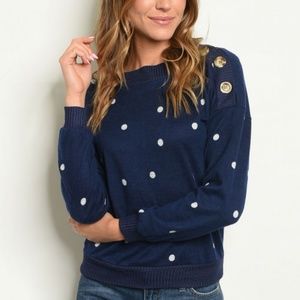 New Junior's Boutique Navy blue/white polka dot